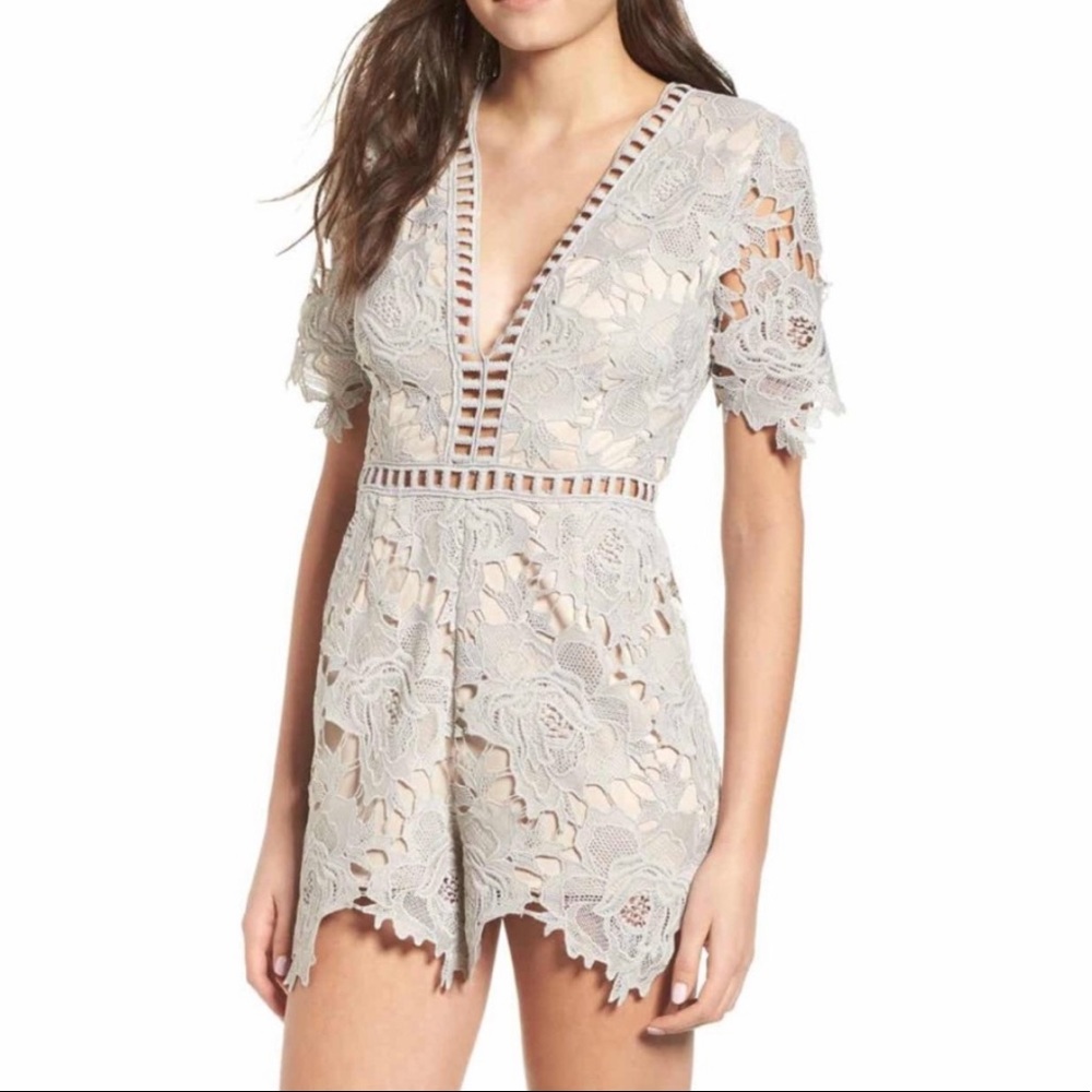 ASTR The Label Lace V Neck Romper